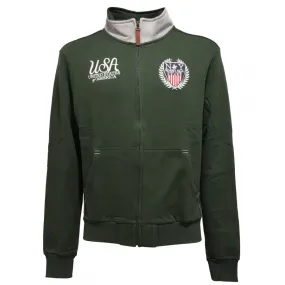 4117K felpa uomo BEVERLY HILLS POLO CLUB GREEN full zip sweatshirt man