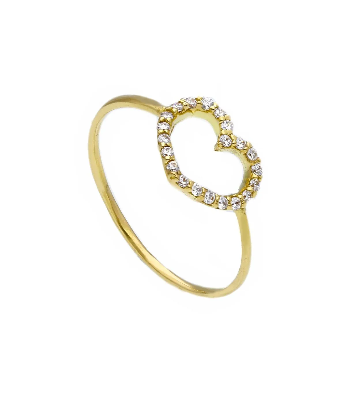 Anello Cuore Silhouette Oro Giallo 18kt e Zirconi