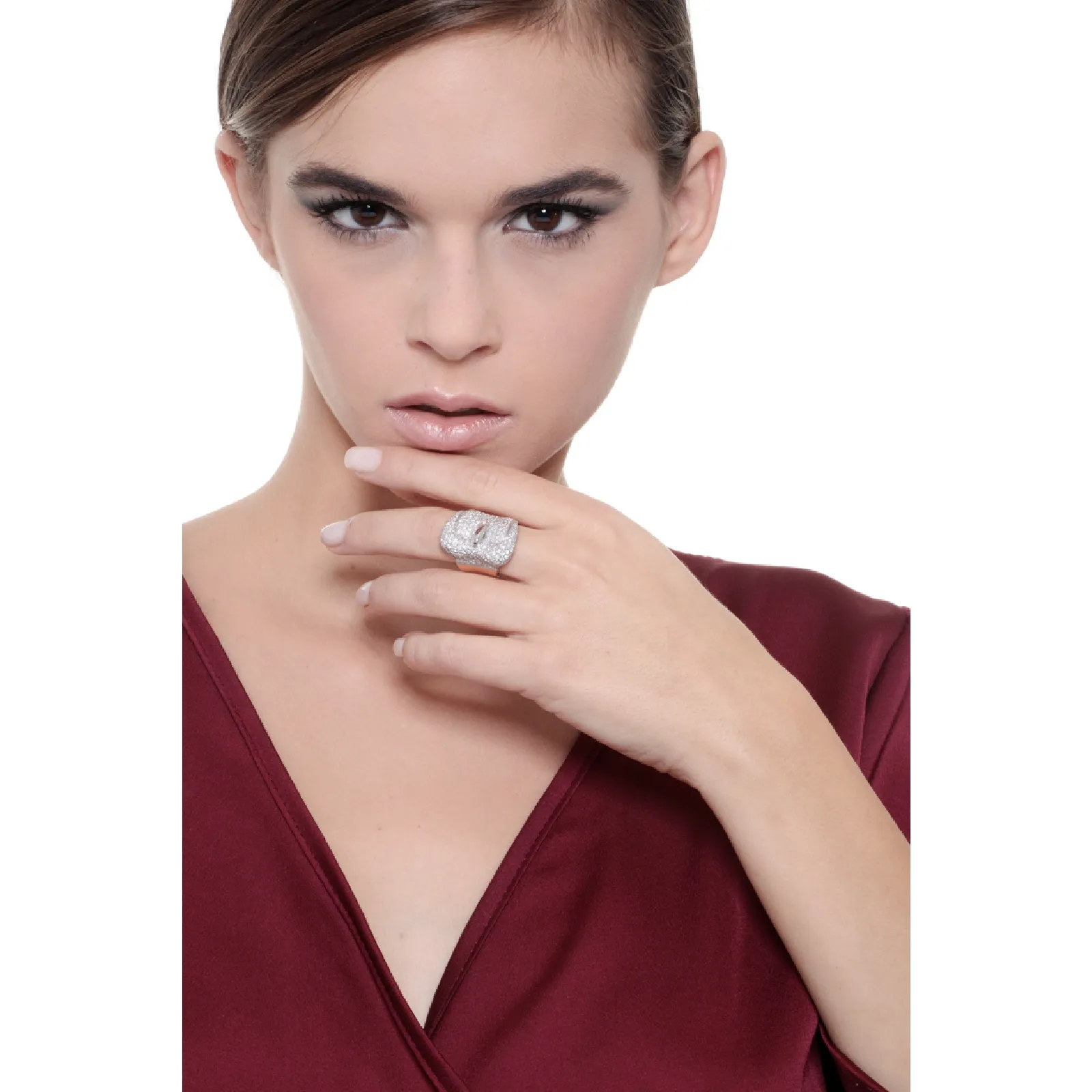 Anello Fibbia in Oro Rosa 18k con Diamanti