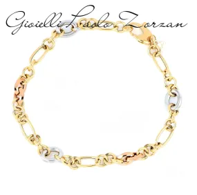 Bracciale donna in oro giallo rosa e bianco BRC02