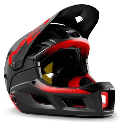 Casco Met Parachute MCR Mips con sottogola removibile nero lucido opaco rosso
