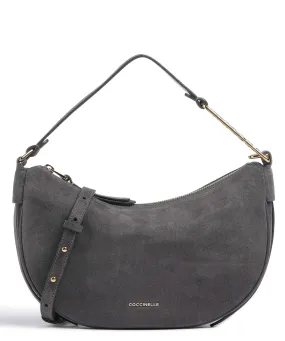  Coccinelle Priscilla Suede Borsa hobo pelle bovina ruvida grigio scuro  