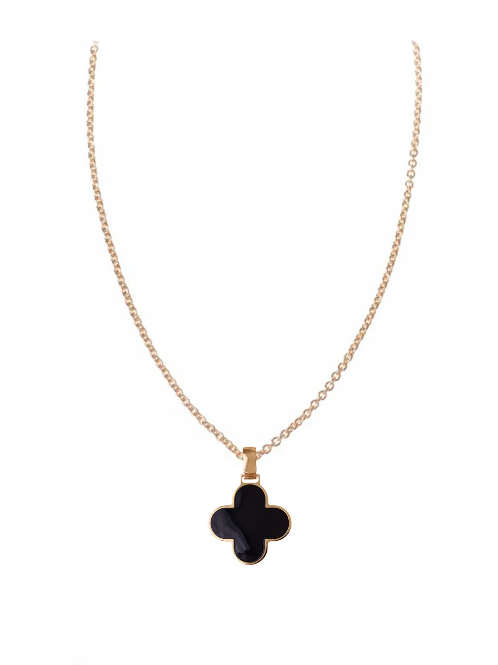 COLLANA CON QUADRIFOGLIO NERO