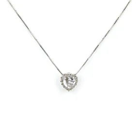 Collana cuore con zirconi in oro bianco