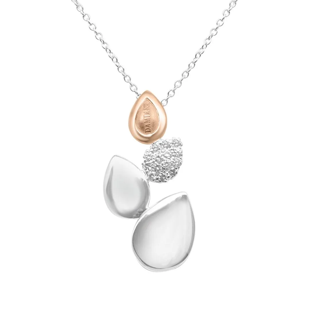 Collana in oro bianco e rosa con diamanti ct 0.21