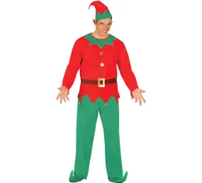 Costume classico da elfo rosso e verde per uomo