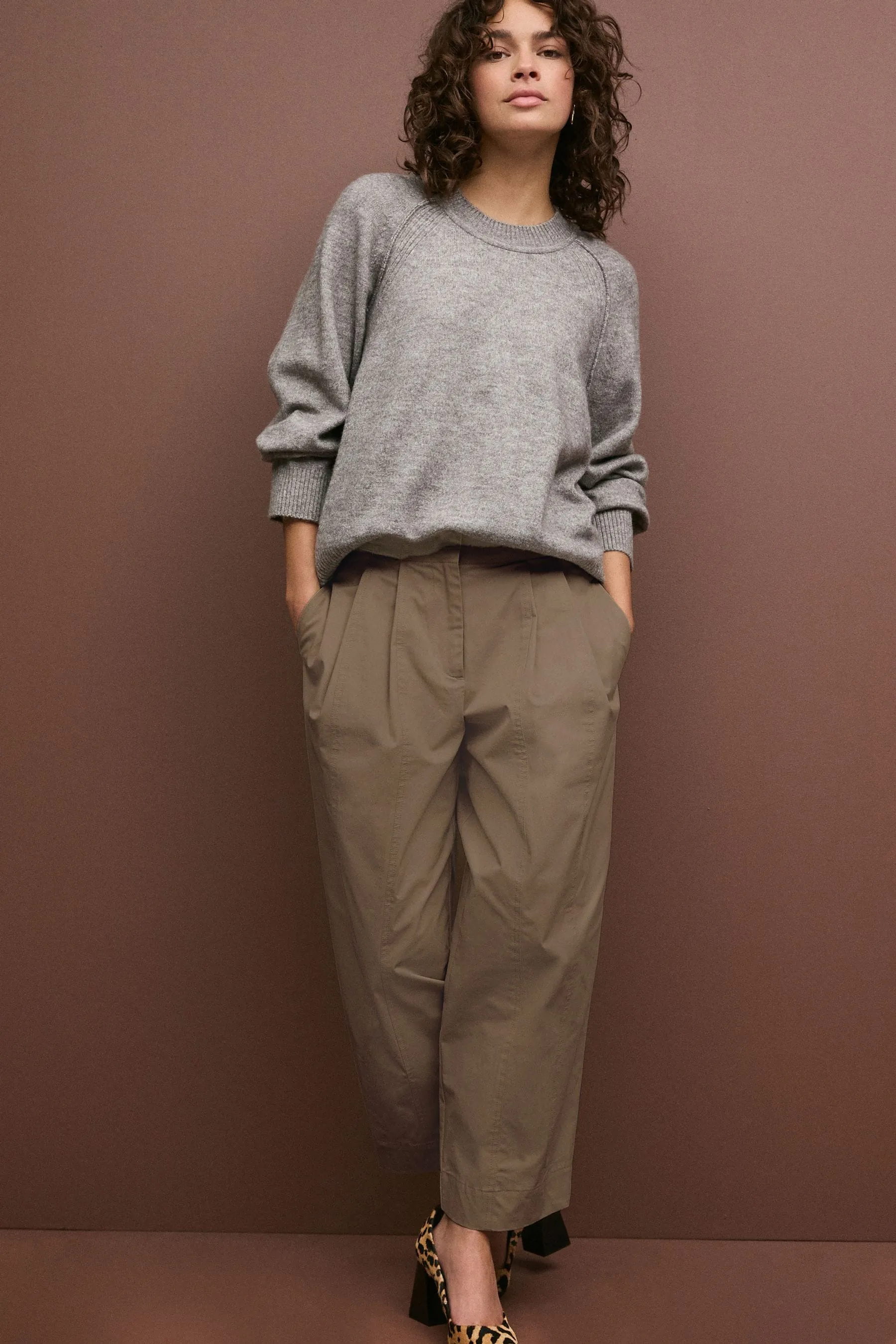 Cotton Barrell Leg Trousers    