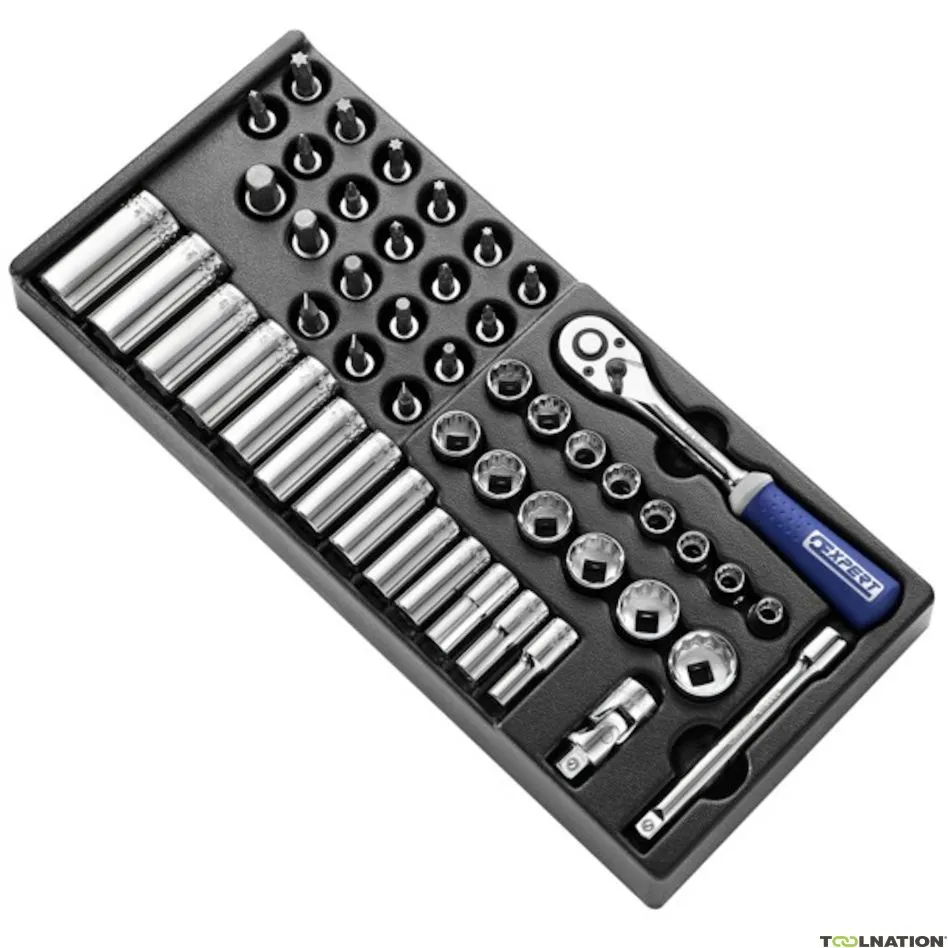 Facom Expert E031821 Modulo di bussole e raccordi 3/8" - misure metriche - 50 pezzi