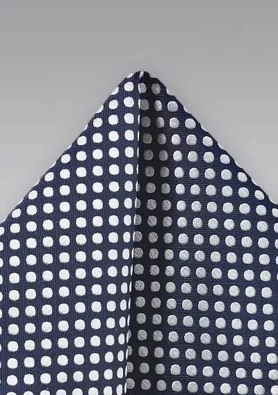 Fazzoletto da taschino pois blu notte e pois grigio claro