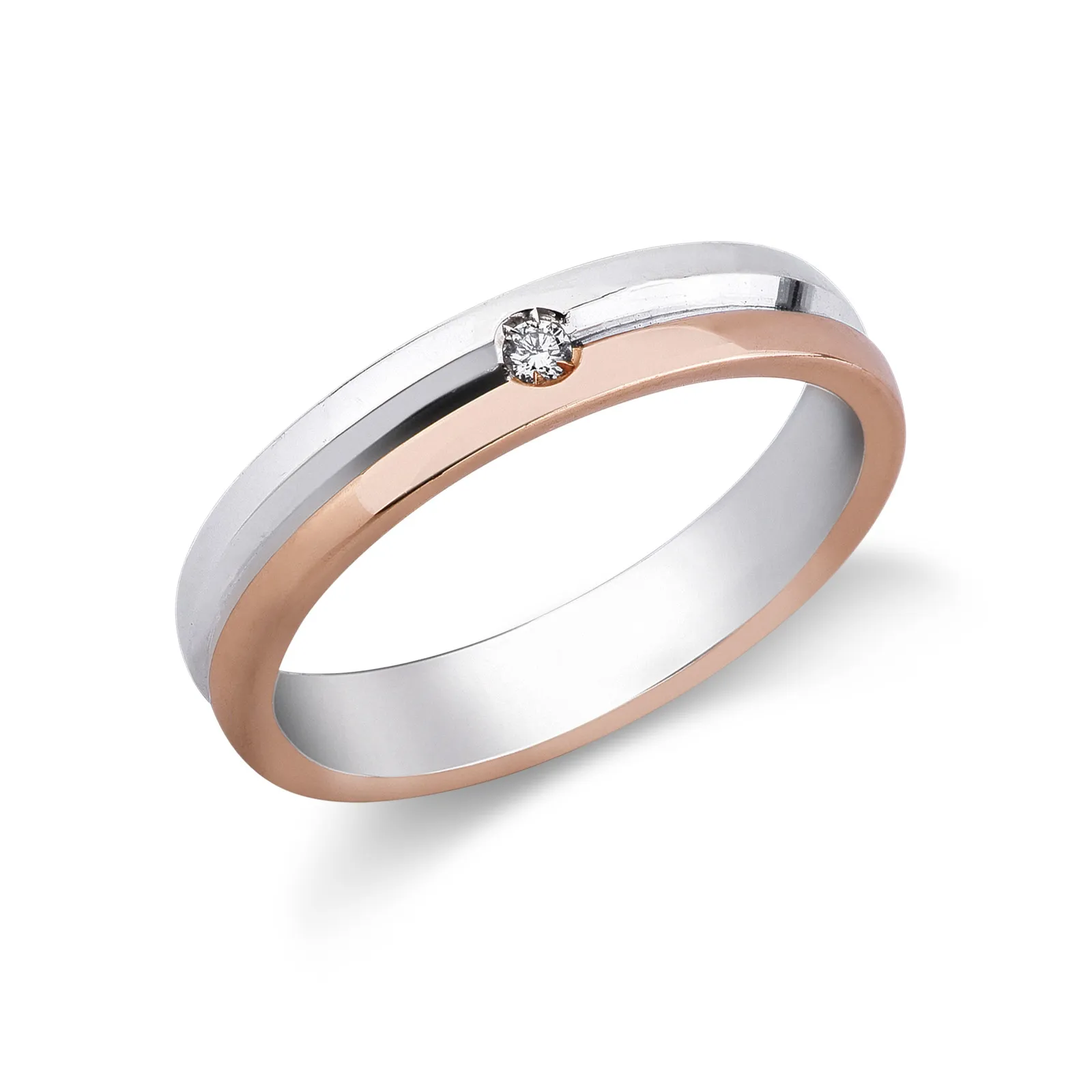 Fede Anniversario in oro rosa e bianco 18k con diamante