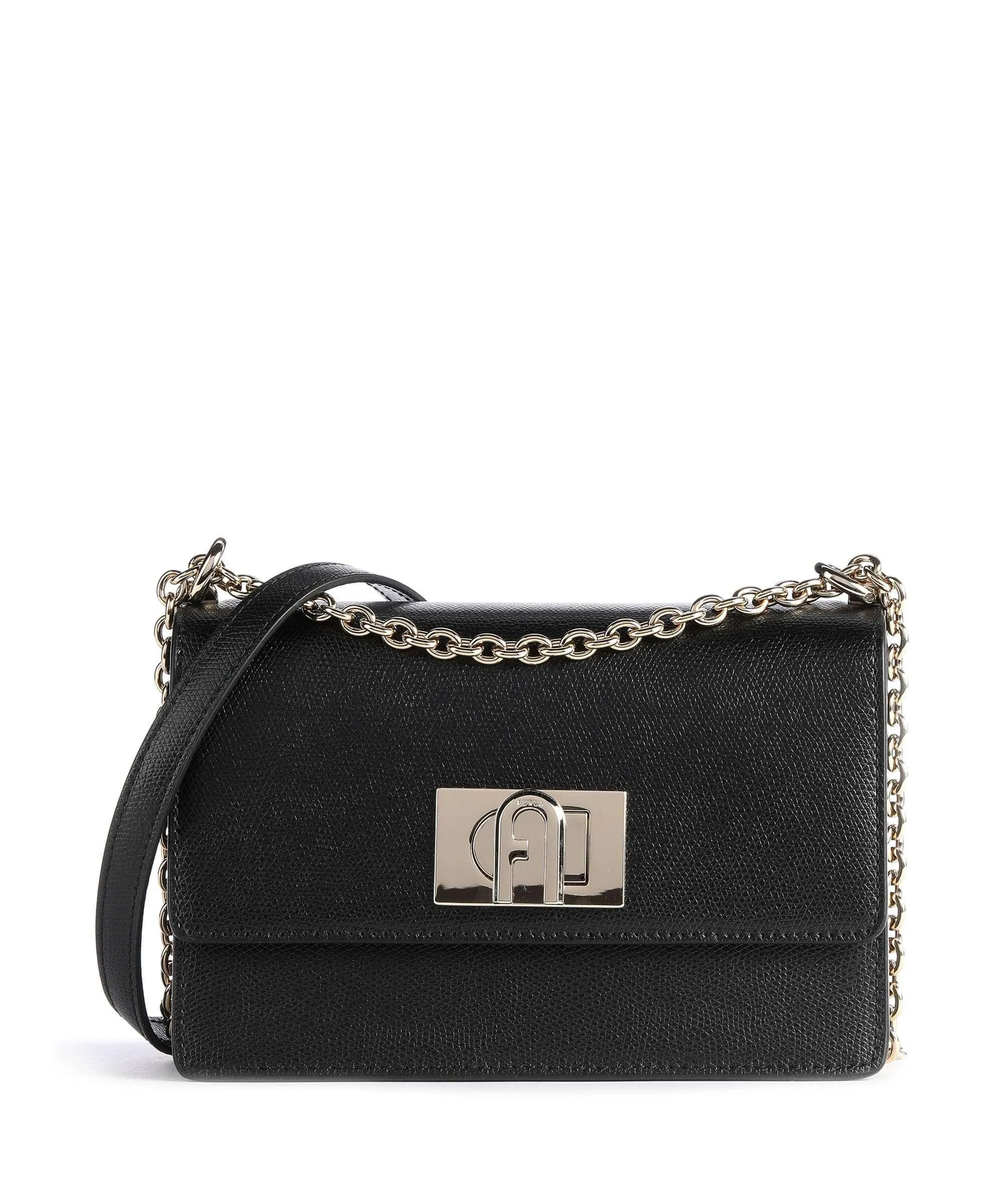  Furla 1927 Mini Borsa a spalla pelle di vacchetta grana nero  