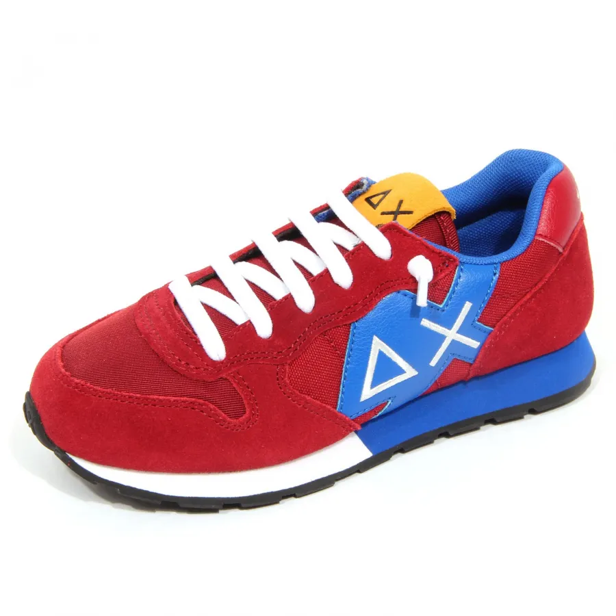 G3412 sneaker bimbo boy SUN 68 bordeaux tissue/suede shoes kids