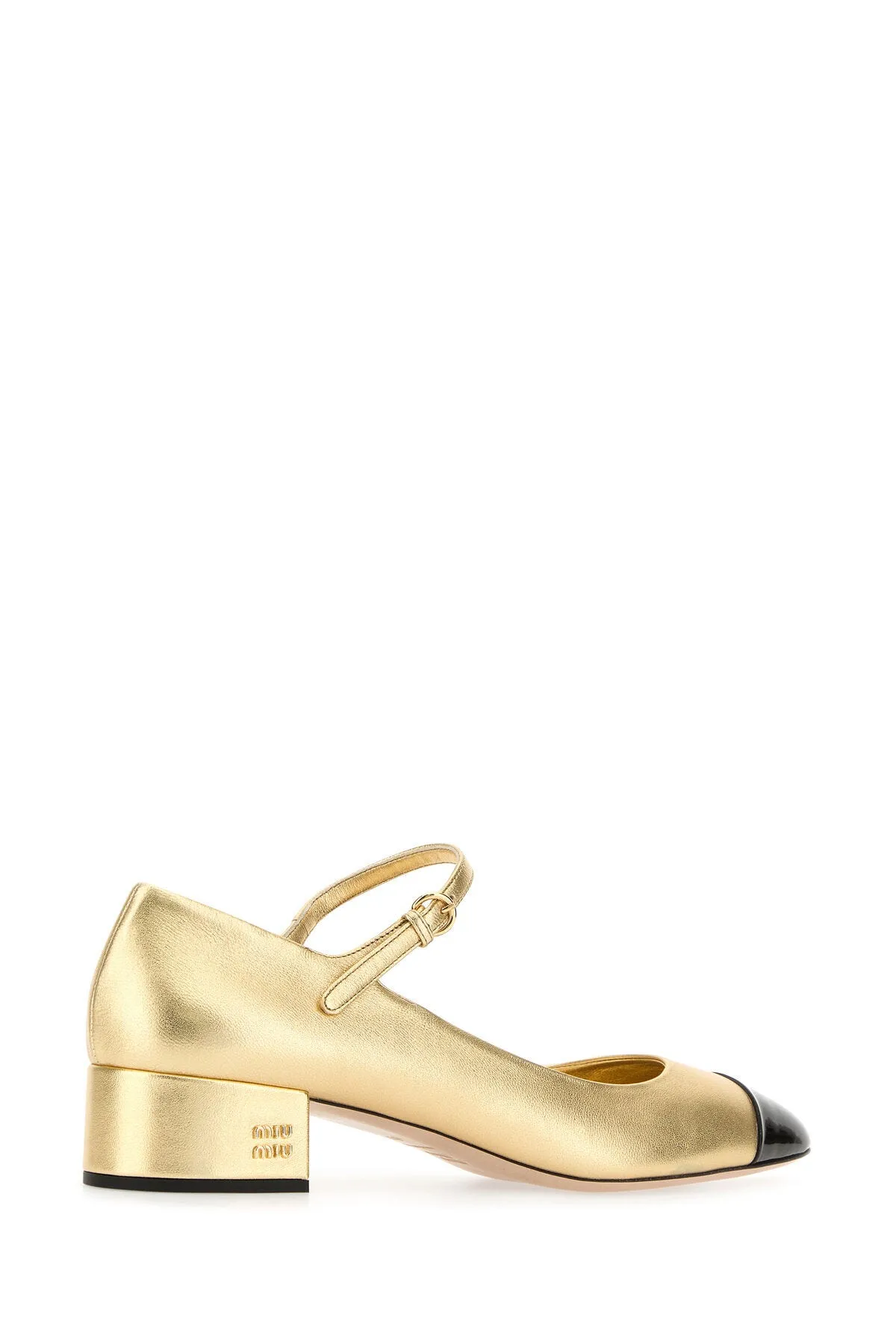 Gold leather pumps    