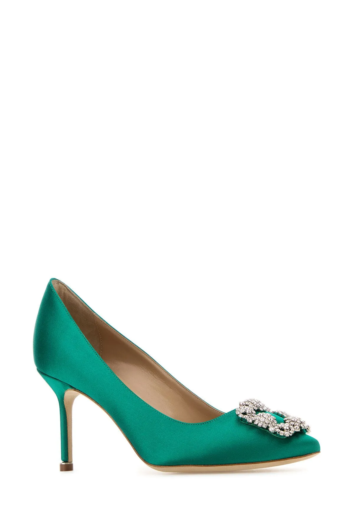Green satin Hangisi pumps    