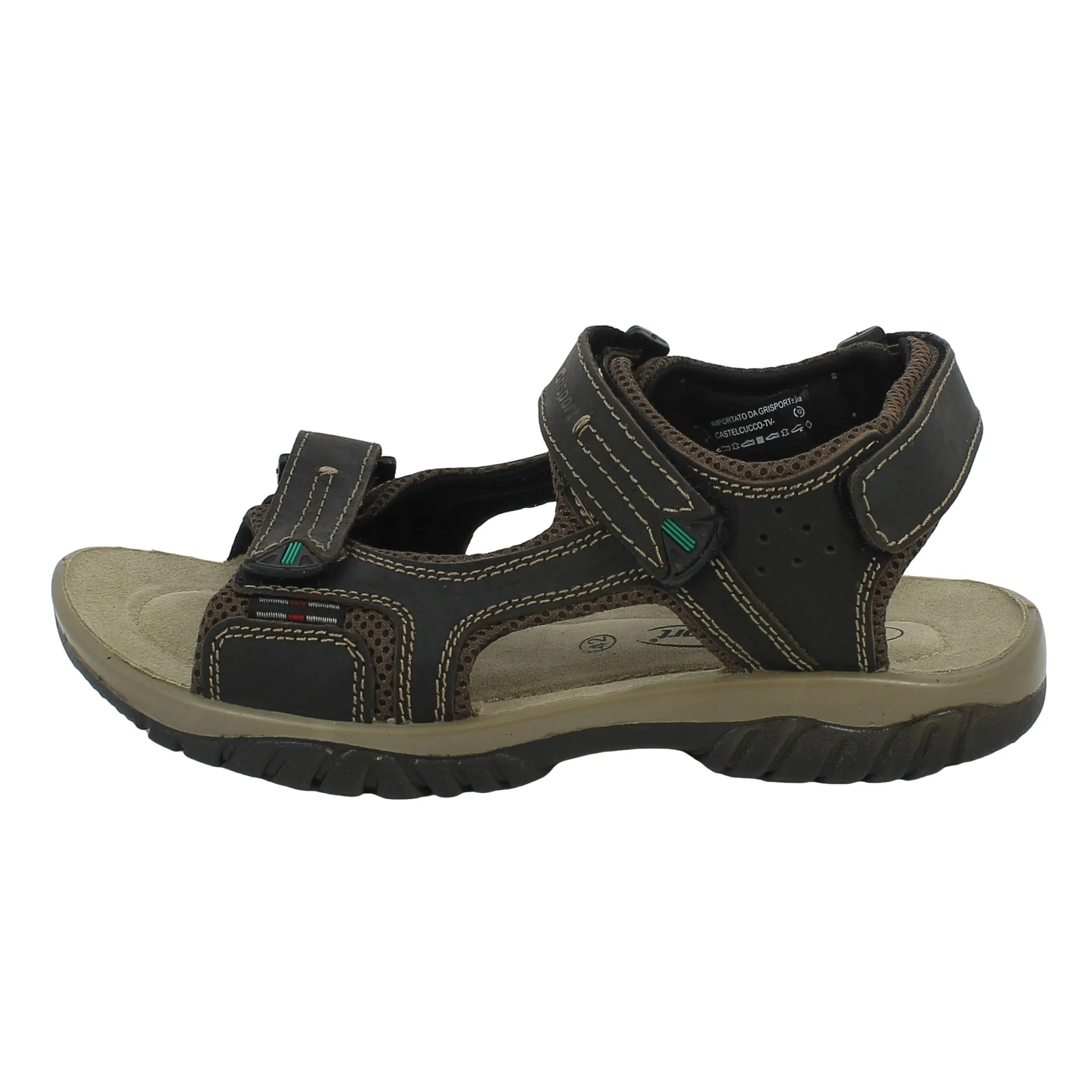 Grisport  Sandalo in pelle marrone con strappi 