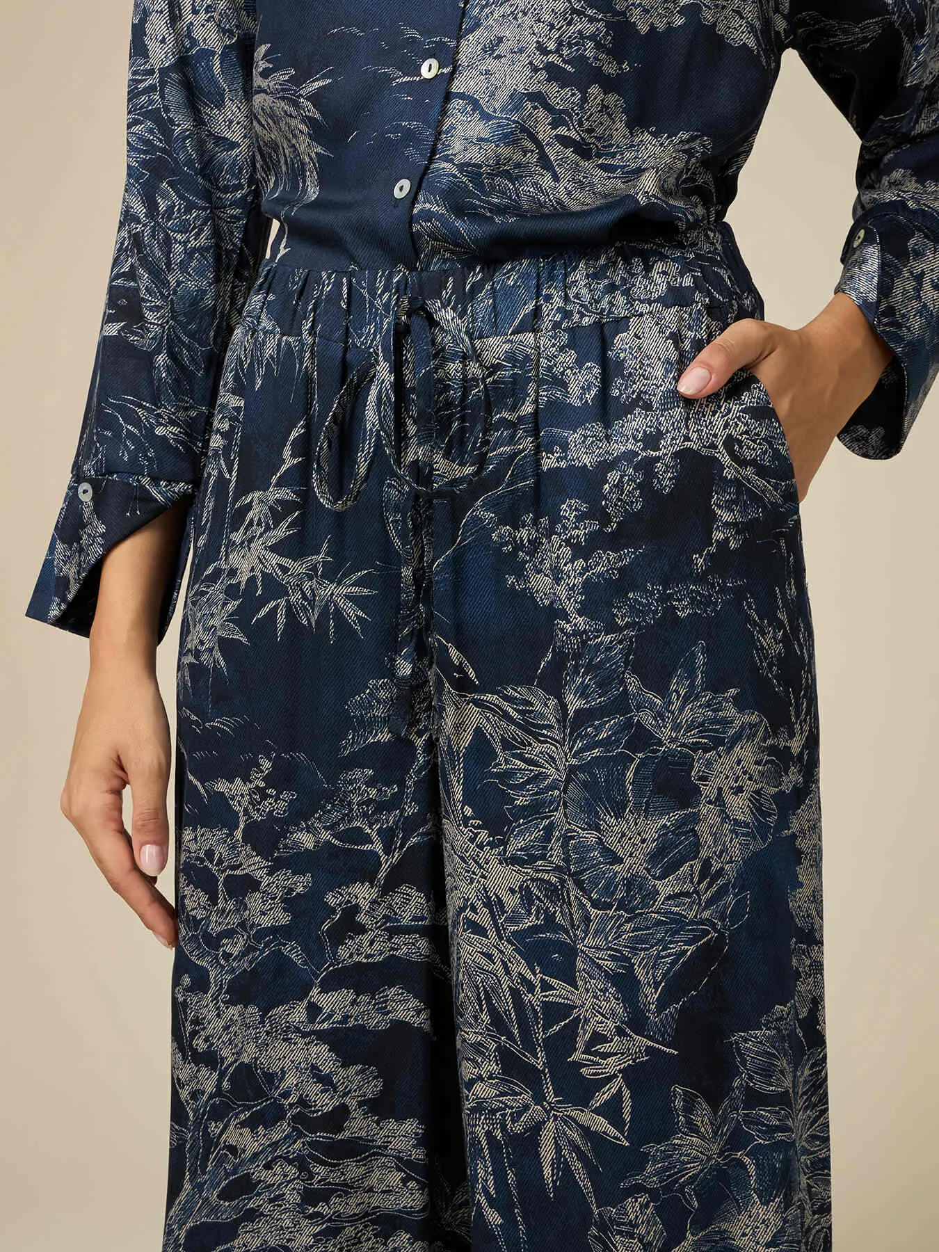 Joggers palazzo in viscosa fantasia