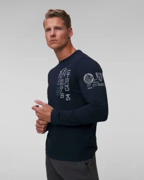 Maglietta a maniche lunghe blu scuro da uomo Aeronautica Militare 242TS2339J641-8380