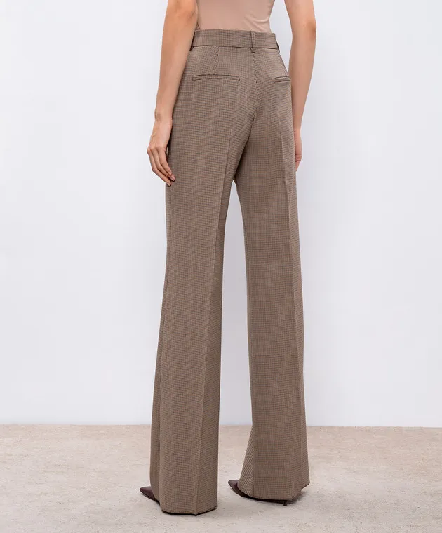 Max Mara Sportmax Pantaloni MTESO marroni con lana fantasia TESO