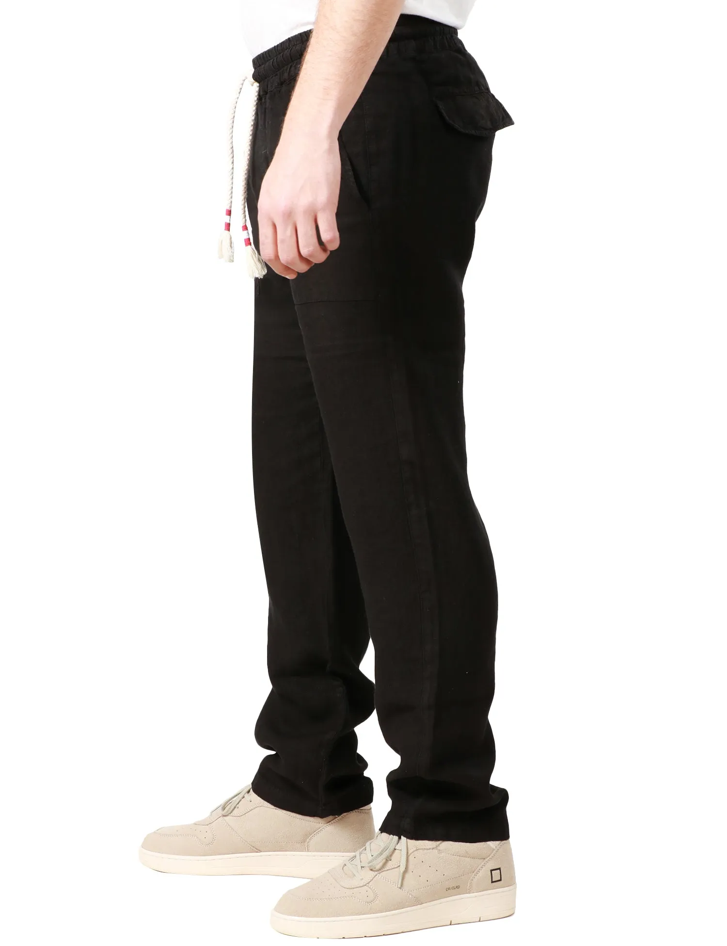 MC 2 SAINT BARTH PANTALONE UOMO CALAIS MC 2 SAINTH BARTH NERO CON COULISSE 100% LINO