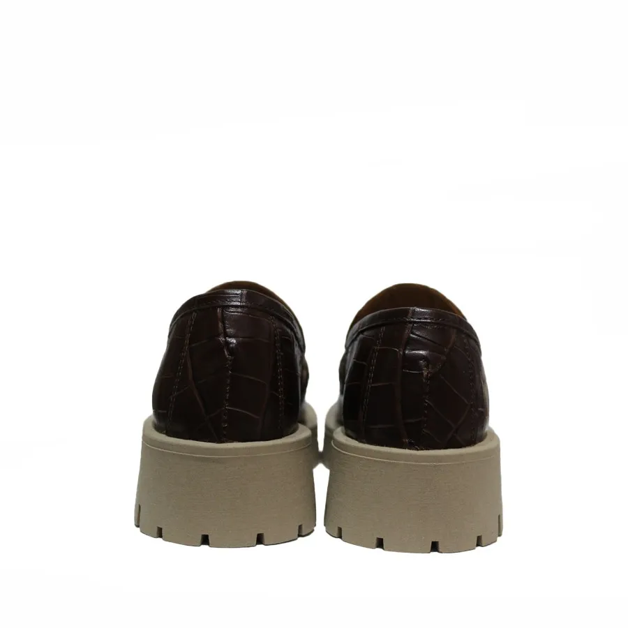 Mocassino donna pelle stampa cocco marrone