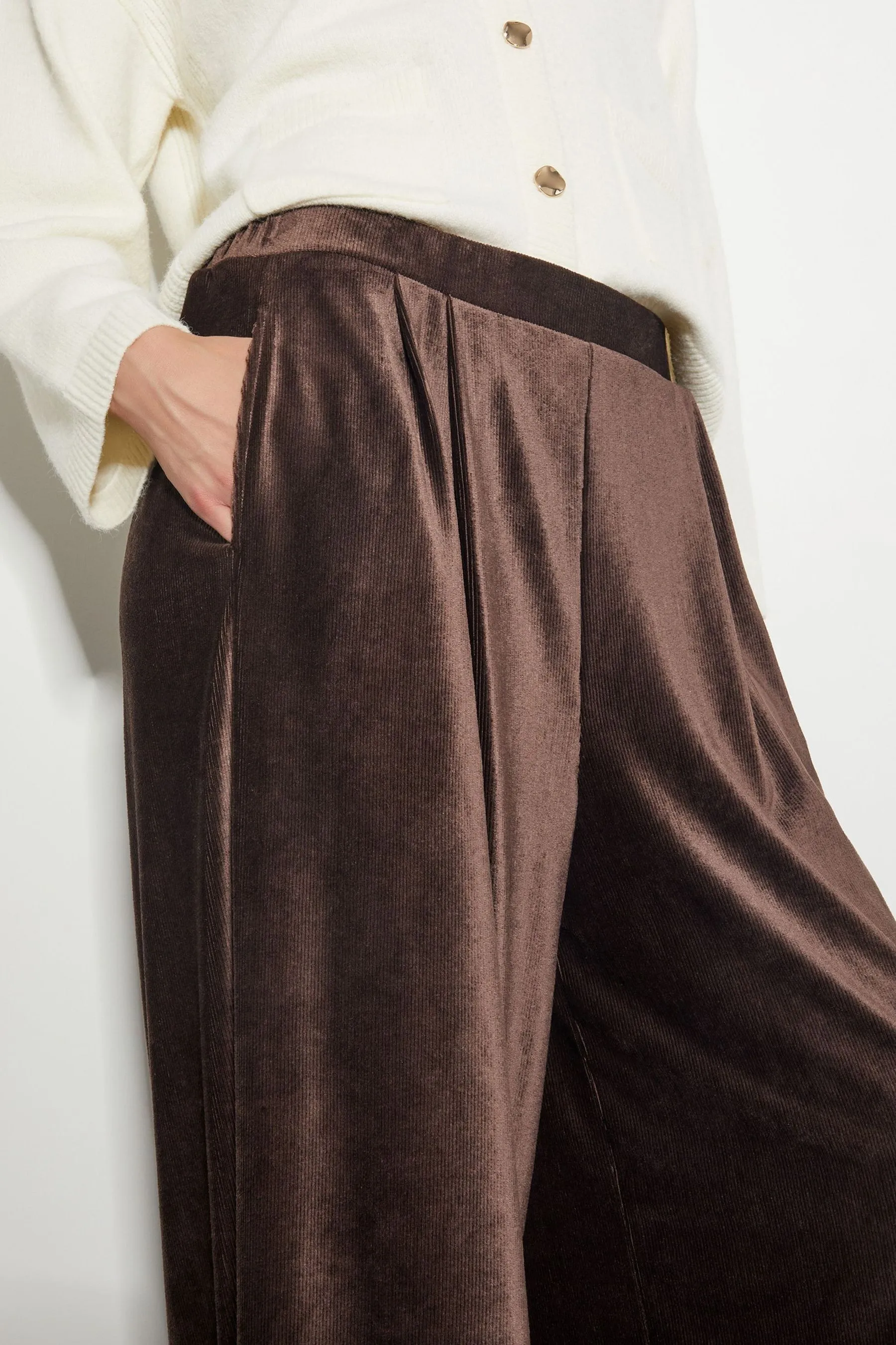 Monsoon Shay Rib Velour Wide Leg Trousers    