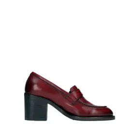 PANTANETTI donna mocassino con tacco in pelle delavè Rosewood (bordeaux)