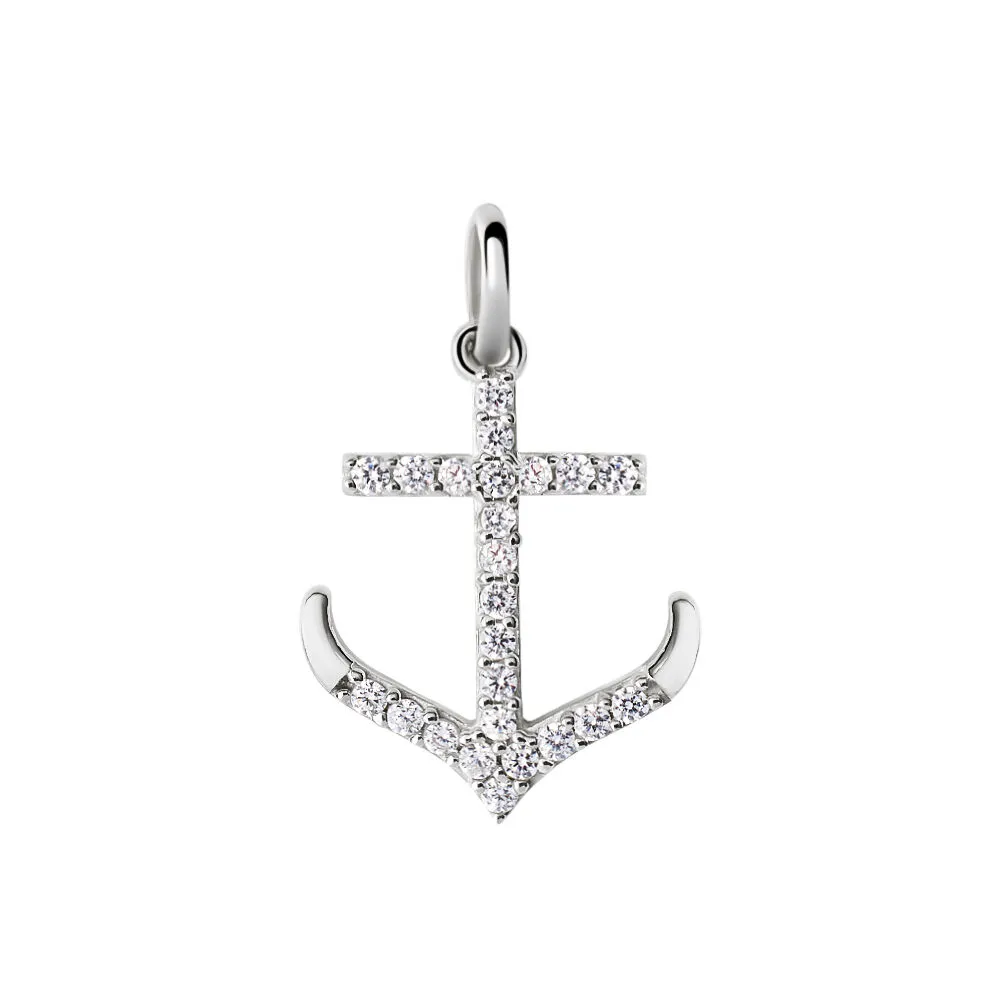 Pendente Àncora Poème Oro Bianco 375/1000 Cubic Zirconia Bianco 1412798