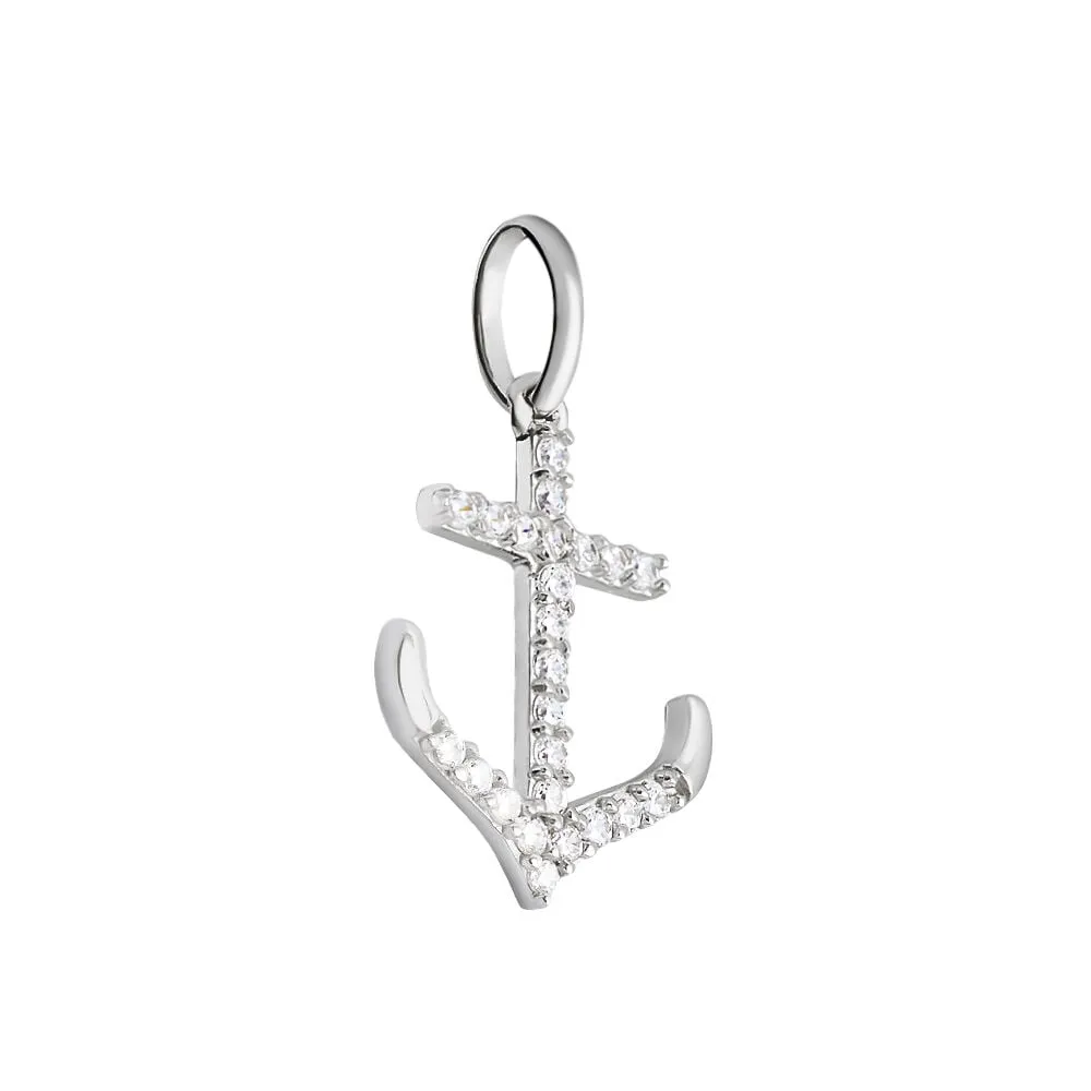 Pendente Àncora Poème Oro Bianco 375/1000 Cubic Zirconia Bianco 1412798