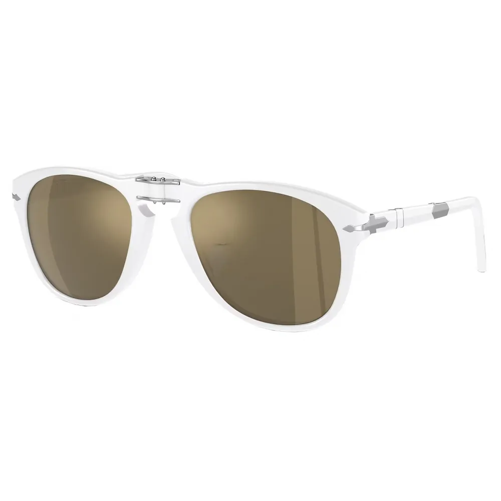Persol - 714SM - Steve McQueen Exclusive - Avorio Opalino / Trasparente a Specchio Placcata Oro 24k - Occhiali da Sole