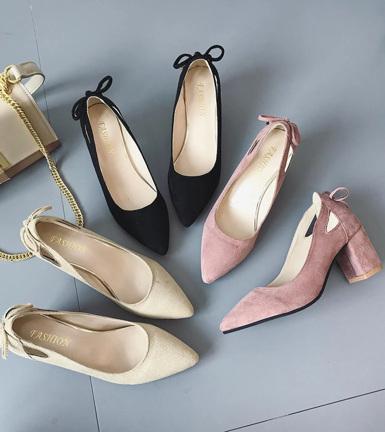 Plus Size Women High Heel Pumps Pointed Toe Casual Womens Shoes Ladies Summer 2022 Square Heel Black Shoes Zapatos Muje