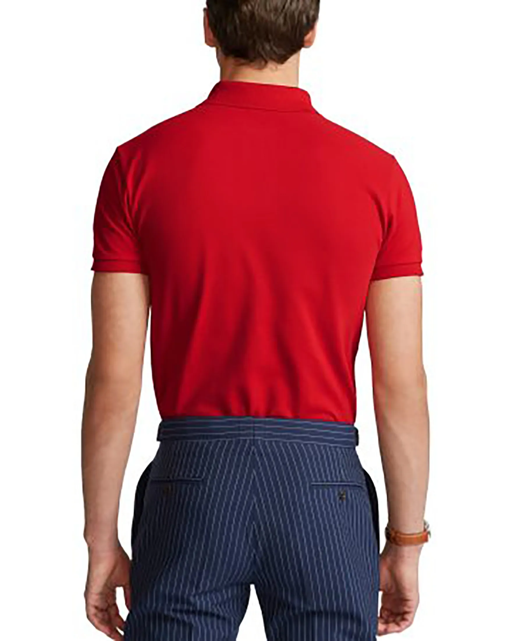 Polo rossa mezza manica in piquè slim-fit