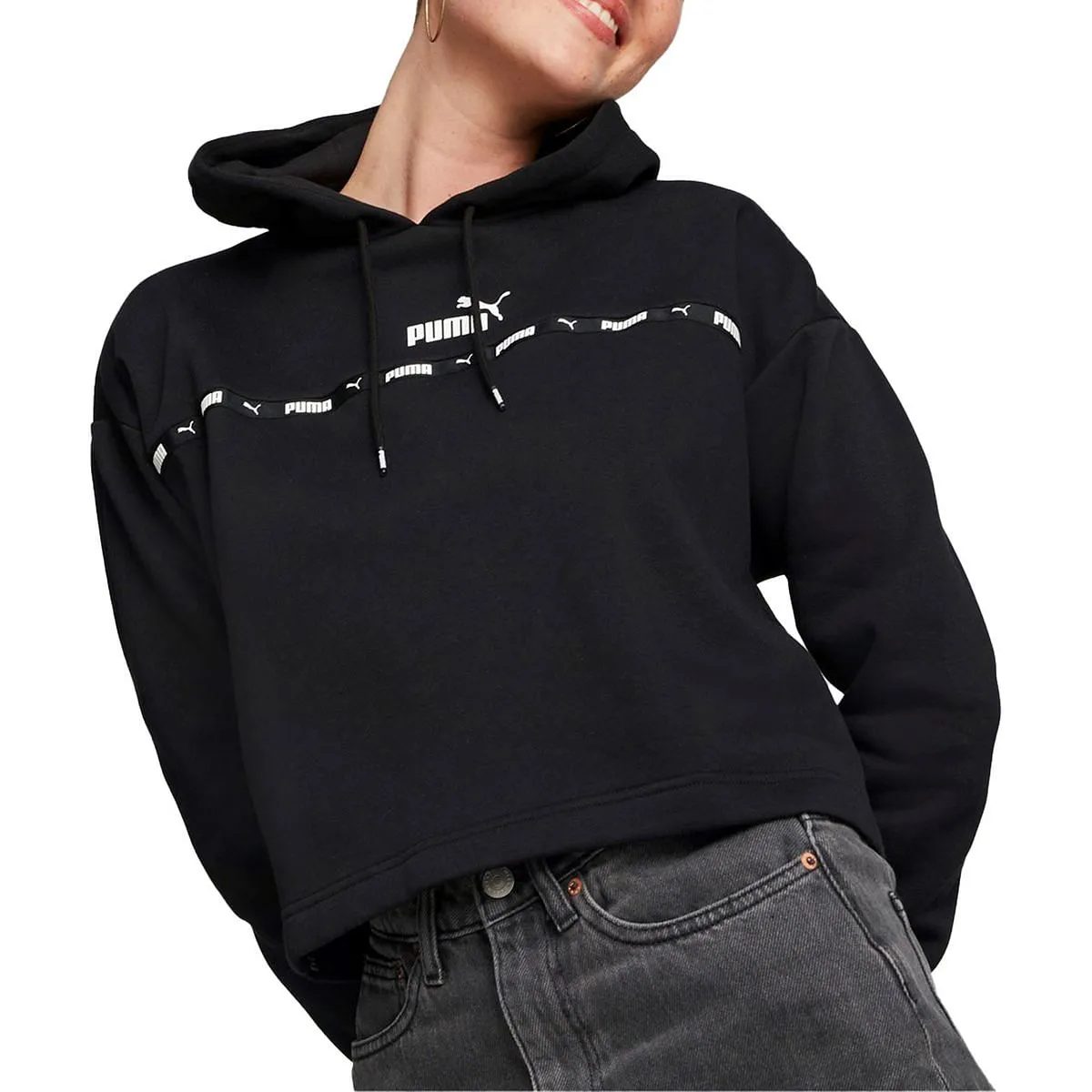      PUMA FELPA CROP CON CAPPUCCIO TAPE DONNA  