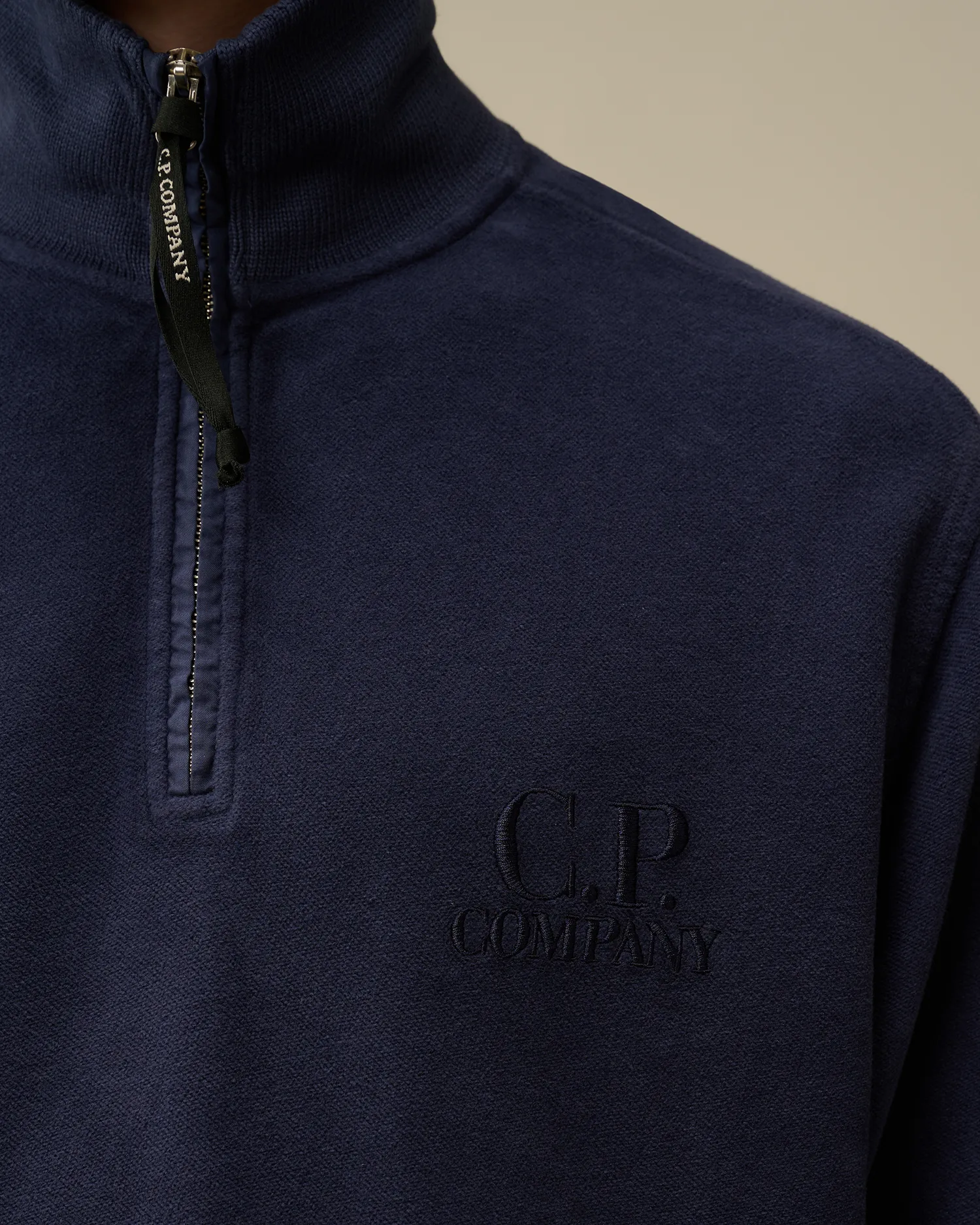 Reverse Brushed & Emerized Diagonal Fleece Half Zipped Sweatshirt