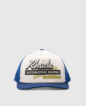 Rhude Cappellino AUTO RACING blu con stampa logo RHPS24HA08608129