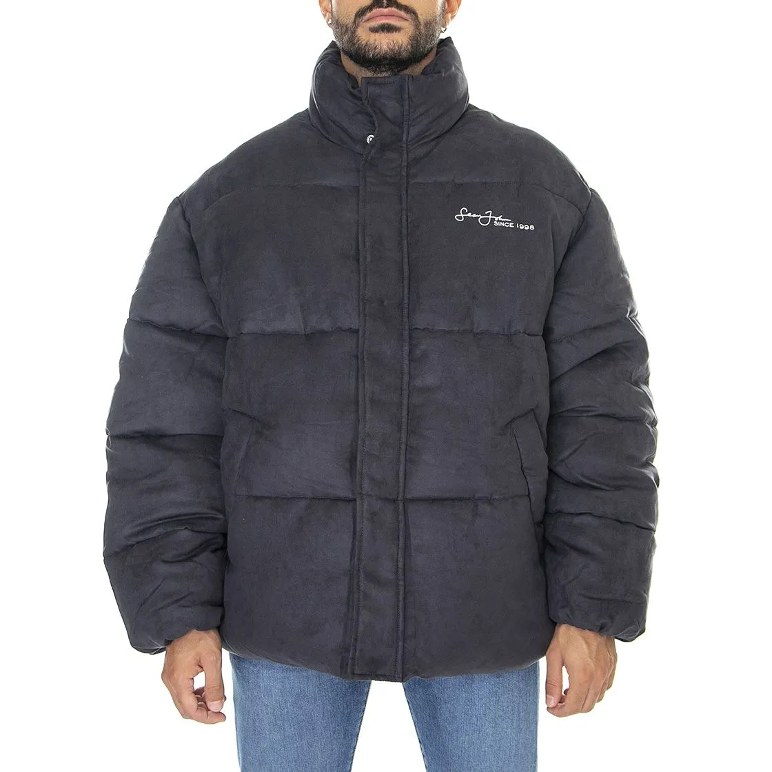 SEAN JOHN Script Logo Peached Puffer Jacket 01 Black - Giacca Invernale Uomo Nera    