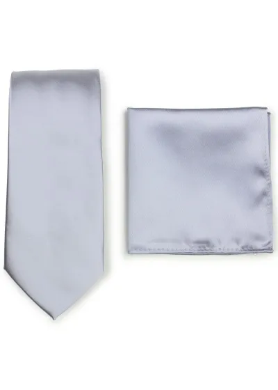 Set di cravatte e fazzoletti da taschino da uomo - Grigio argento