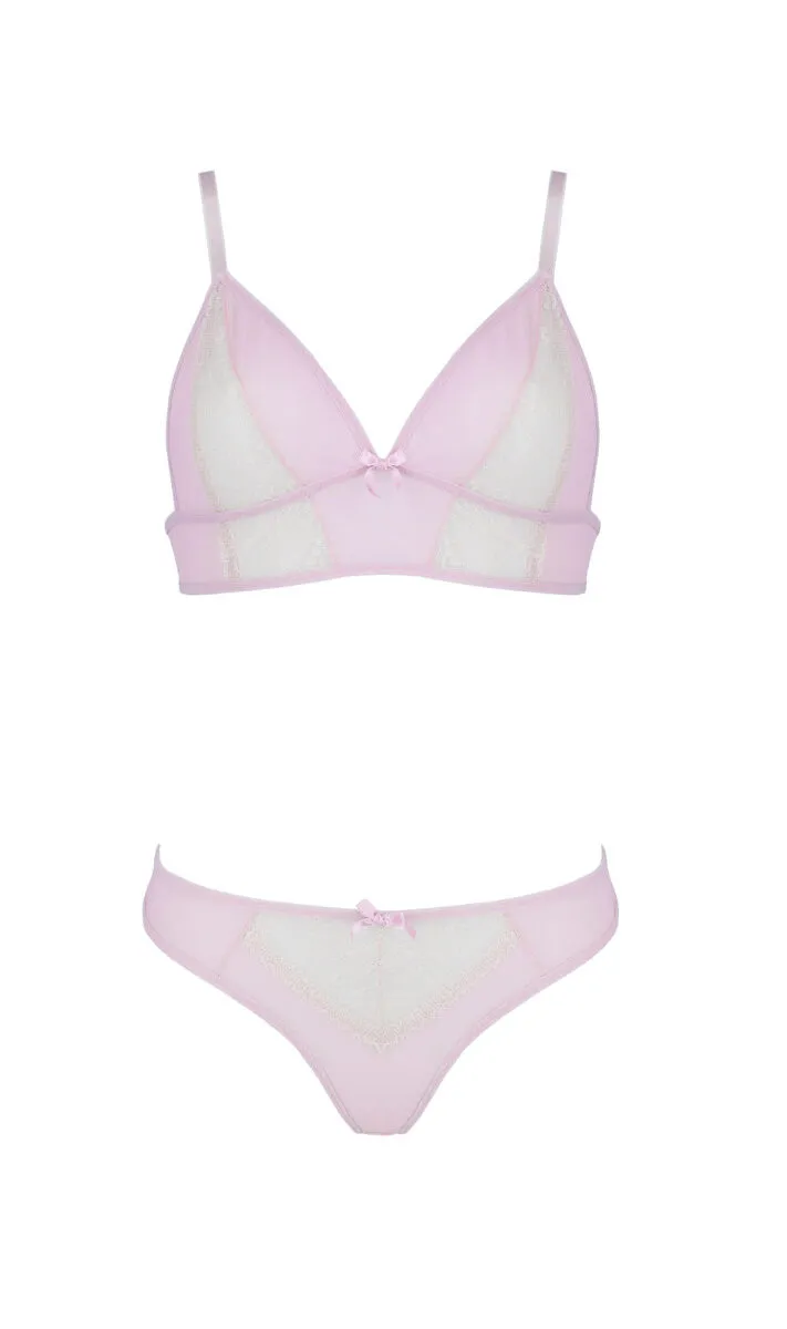 Set di lingerie INT579 Rosa con inserti bianchi