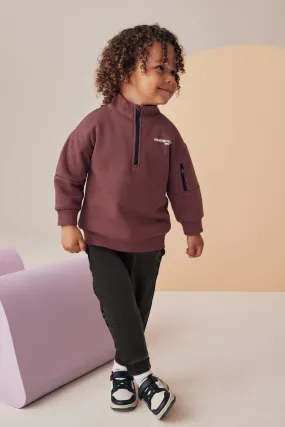 Set felpa con collo a imbuto e pantaloni da jogging con zip (3mesi -7anni)    