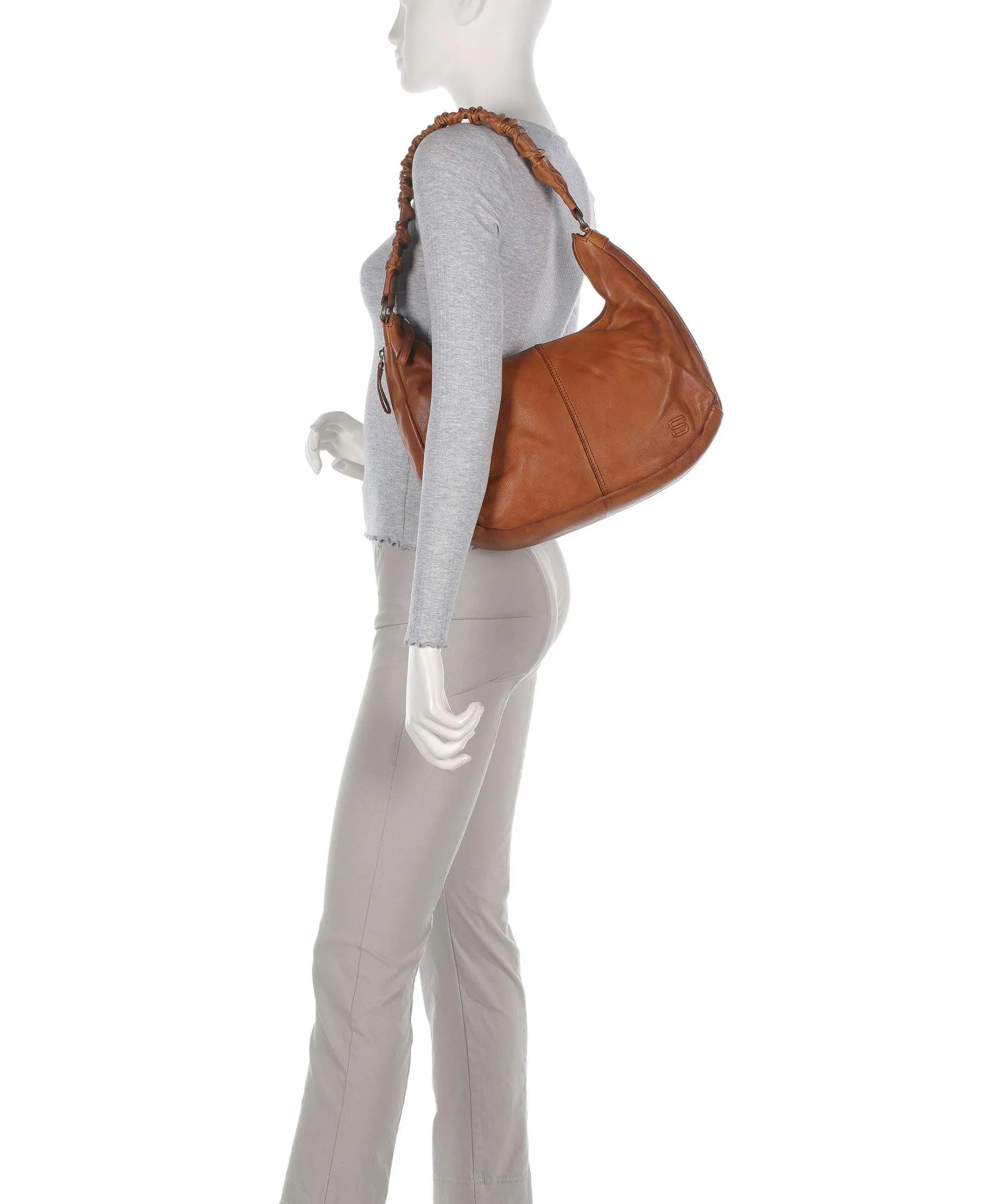  Spikes & Sparrow Apache Harli Borsa a spalla pelle granulata marrone  