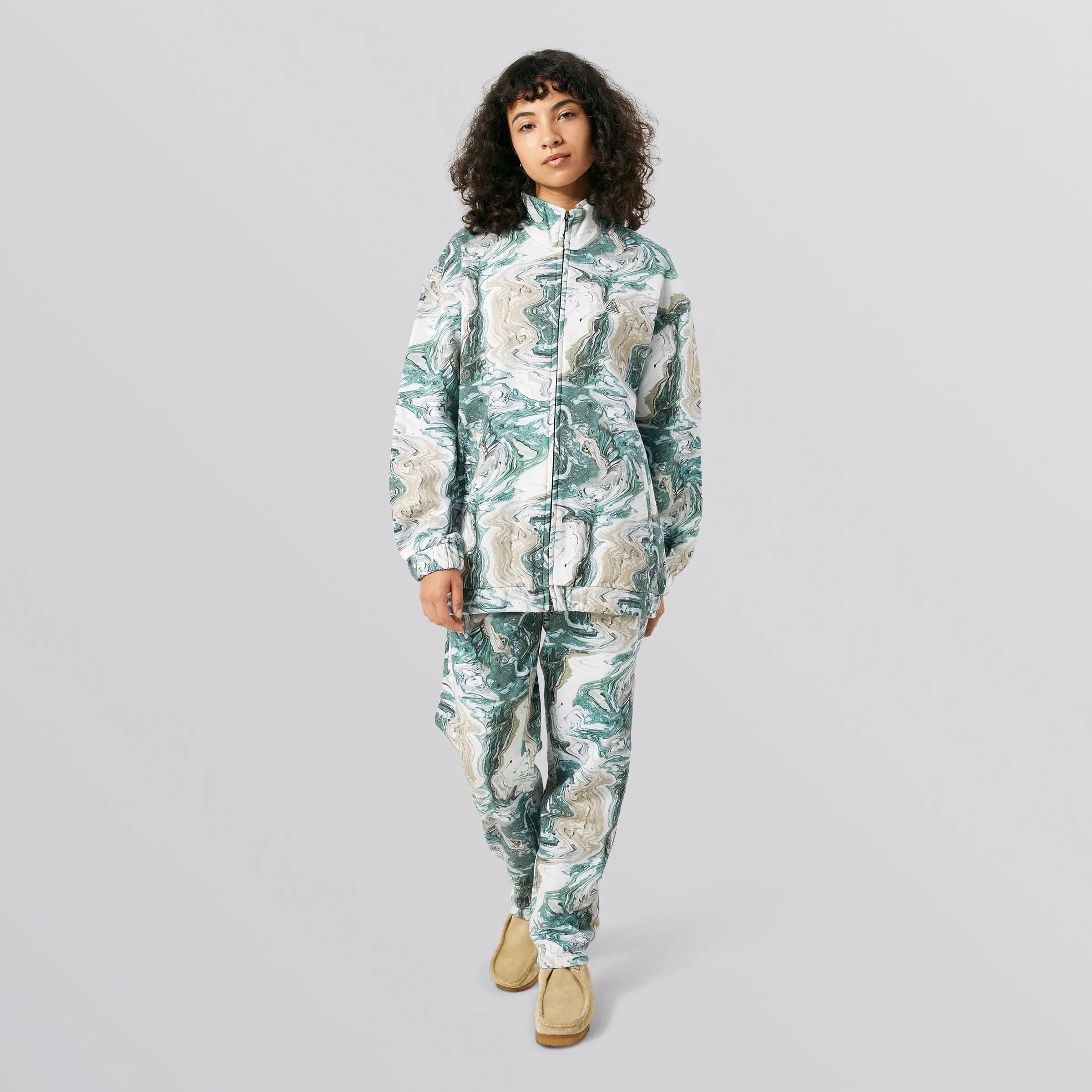 SWIRL OVERSIZED FLEECE F/Z - OLIVE