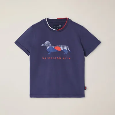 T-Shirt Cotone Organico Con Stampa Bassotto