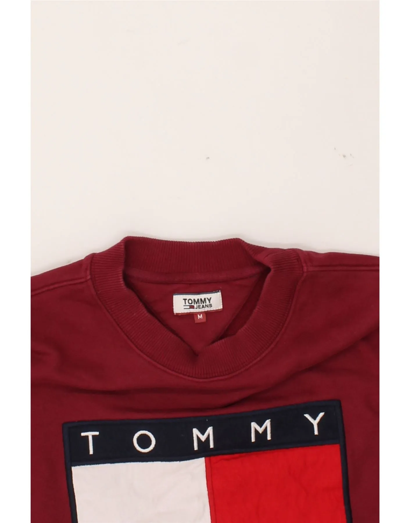 TOMMY HILFIGER Womens Crop Graphic Sweatshirt Jumper UK 14 Medium Red