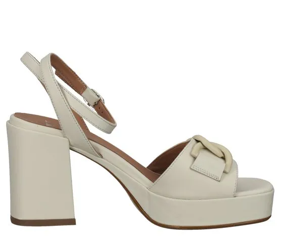 Venturini Milano sandalo estivo da donna in vera pelle con cinturino alla caviglia 1096159 beige