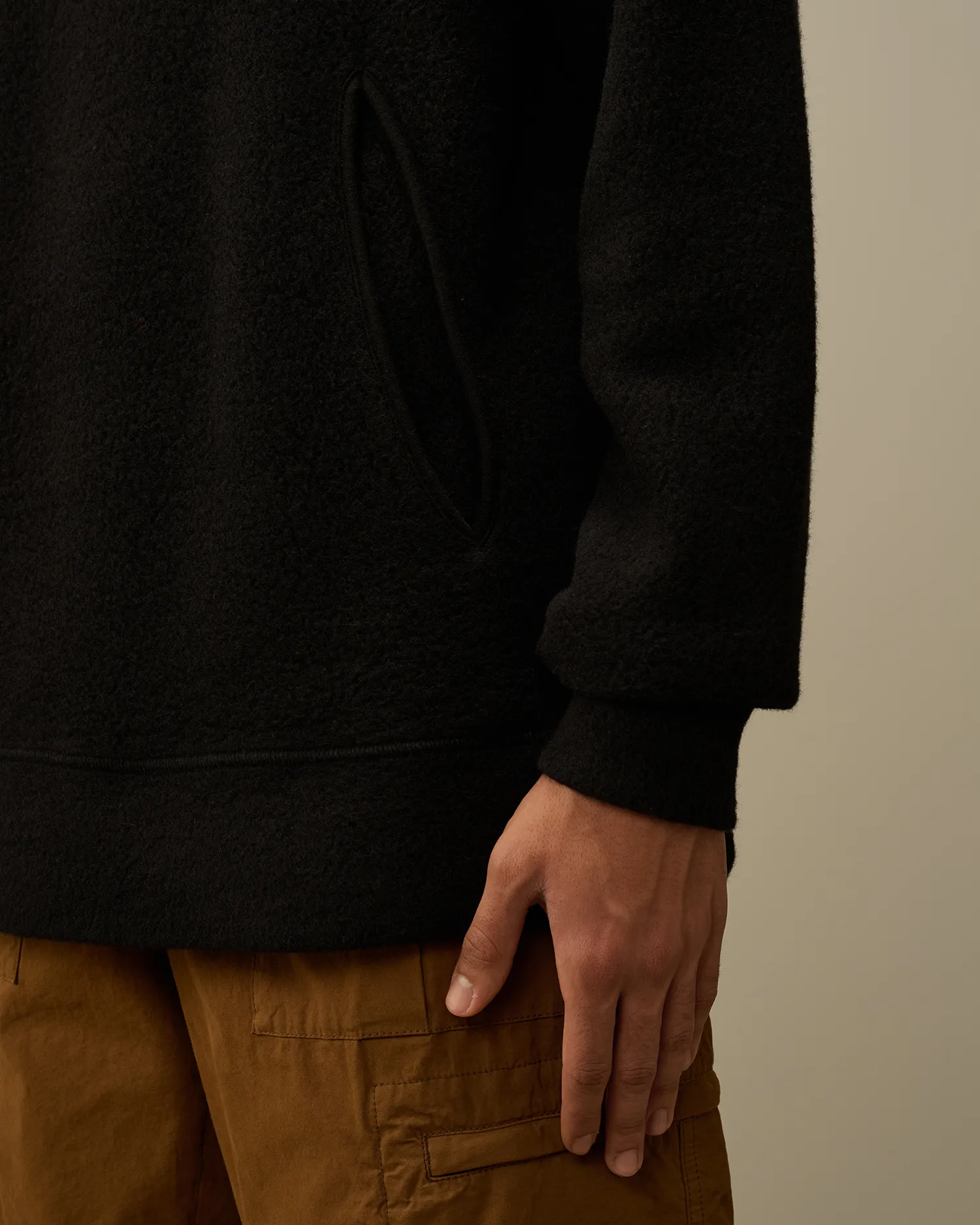Wool Polar Fleece Hooded Sweatshirt