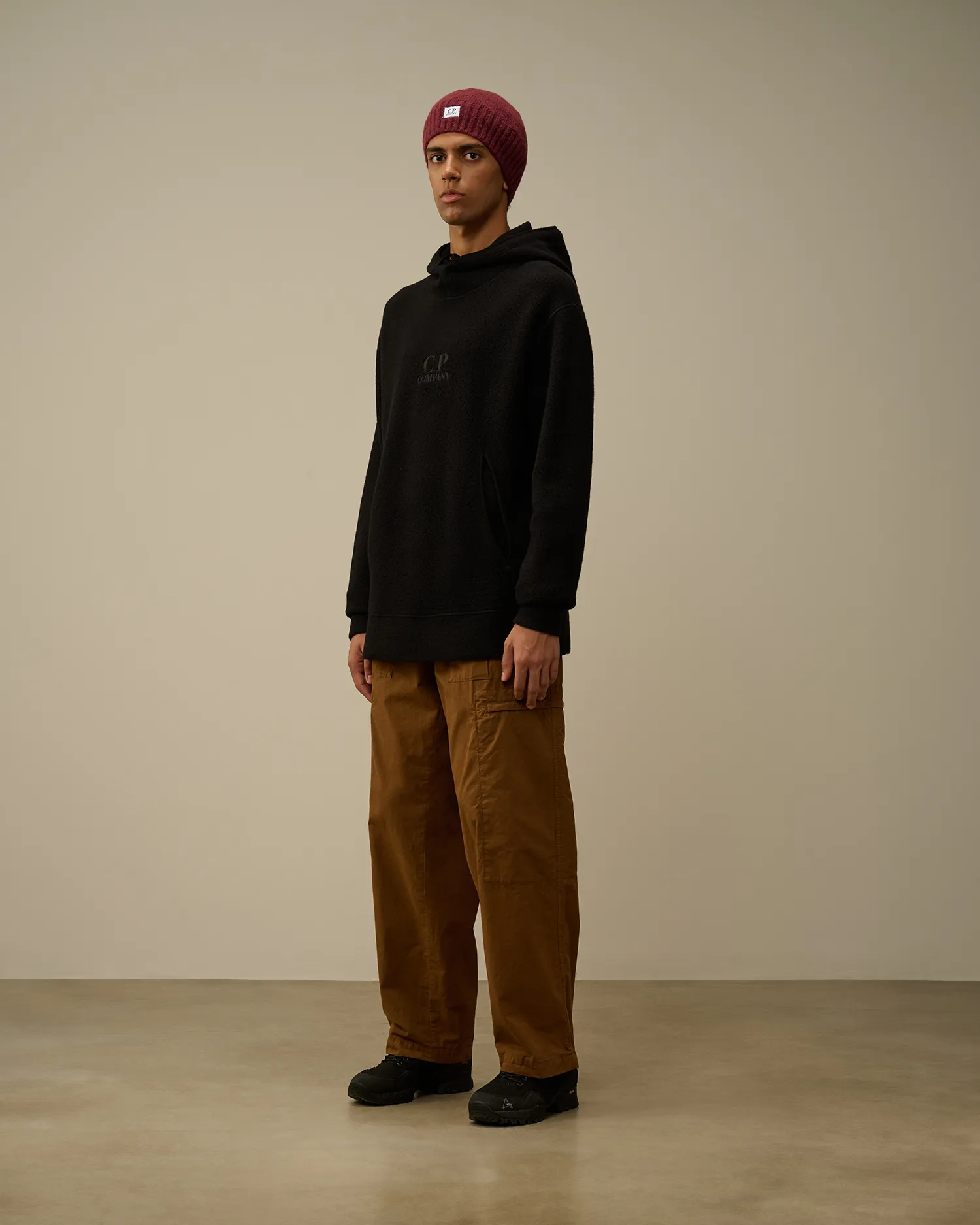 Wool Polar Fleece Hooded Sweatshirt